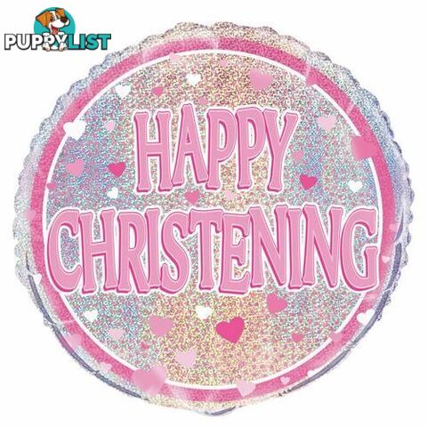 Pink Christening 45cm (18) Foil Prismatic Balloons Packaged - 011179555376