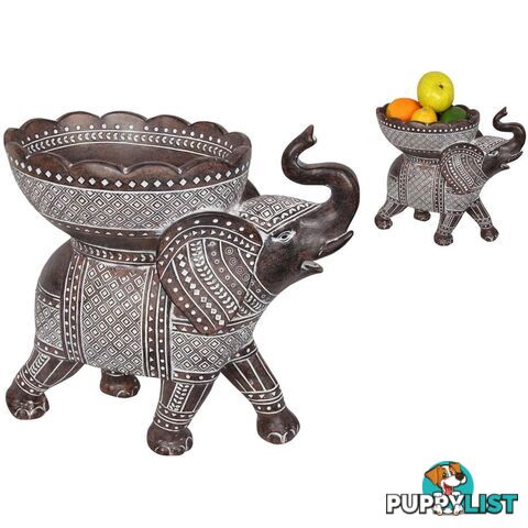 Brown Boho Elephant with Bowl 30cm - 9319844623513