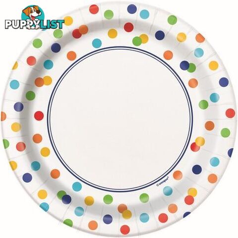 Rainbow Polka Dot 8 x 18cm (7) Paper Plates - 011179582549