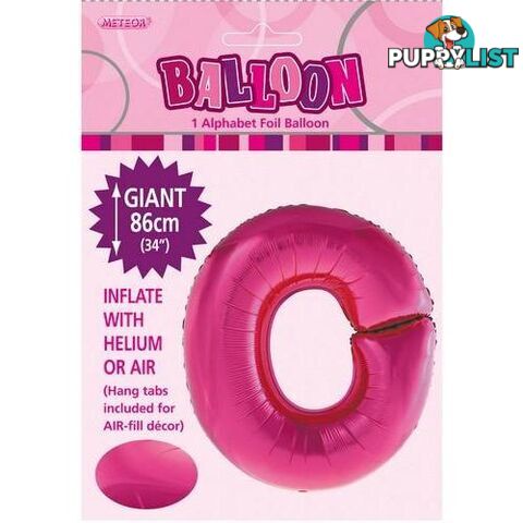 Hot Pink O Alphabet Foil Balloon 86cm (34) - 9311965431442