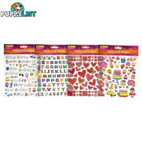 Glitter Foil Celebration Stickers Pack of 4 - 900017