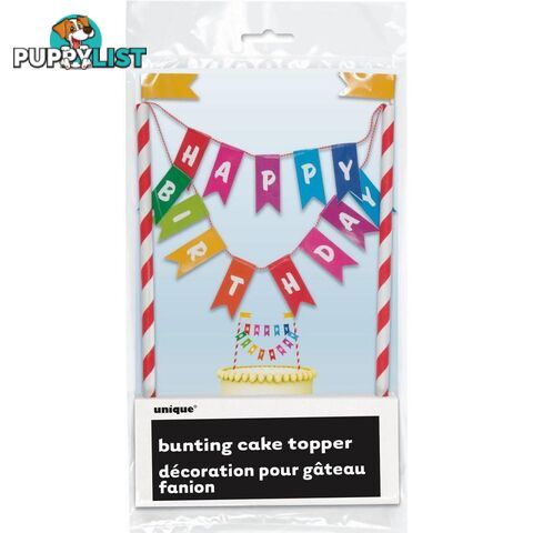 Rainbow Ribbons Happy Birthday Bunting Cake Topper - 011179495788