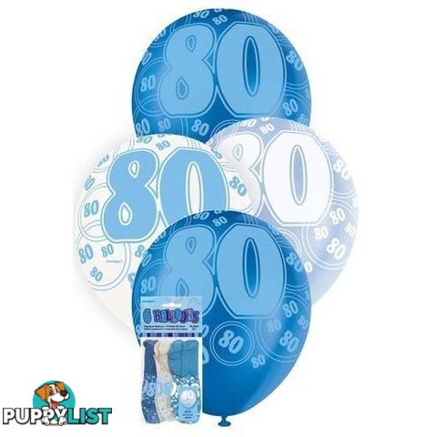 Glitz Blue 6 x 30cm (12) Latex Balloons - 80 - 011179809165