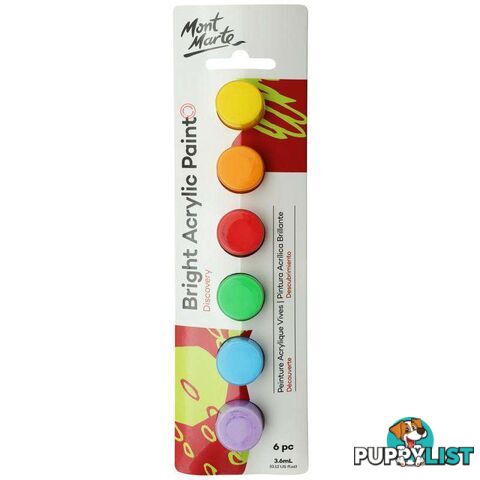 Mont Marte 3.6ml Bright Acrylic Paints 6pcs - 9328577034947