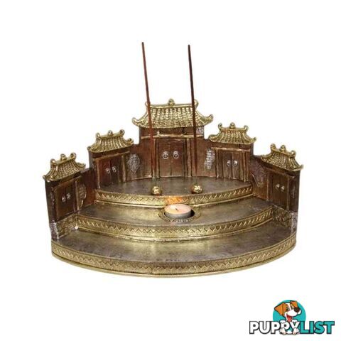 Buddha Temple with Flameless Tealight W37xH20cm - 800907