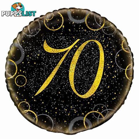 Glitz Gold 70th Birthday 45cm (18) Foil Balloon Packaged - 011179558384