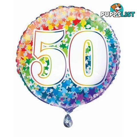 Rainbow Stars 50 45cm (18) Foil Balloon Packaged - 011179557851