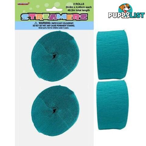 Crepe Streamers Caribbean Teal 2 x 24m (81ft) - 9311965630845