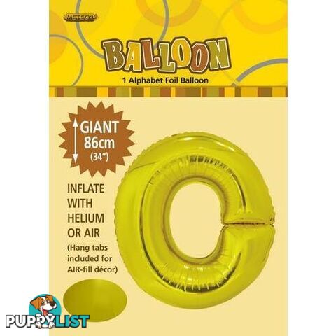 Gold O Alphabet Foil Balloon 86cm (34) - 9311965431749