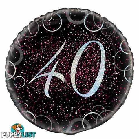 Glitz Pink 40th Birthday 45cm (18) Foil Balloon Packaged - 011179557967