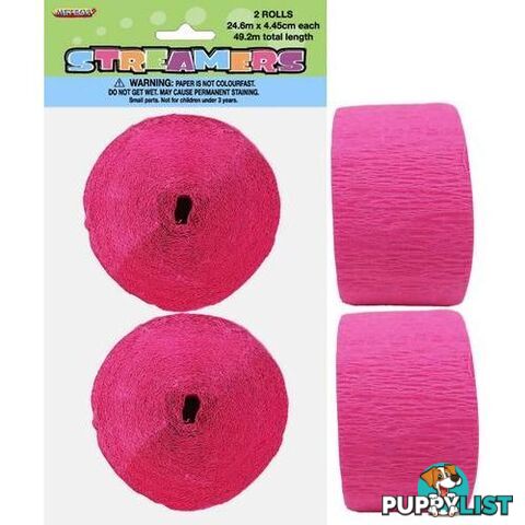 Crepe Streamers Hot Pink 2 x 24m (81ft) - 9311965630739