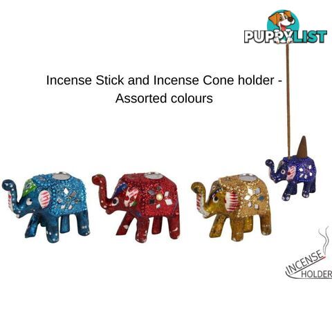 Bling Lucky Elephant with Incense 6cm 6 Assorted - 9319844583923