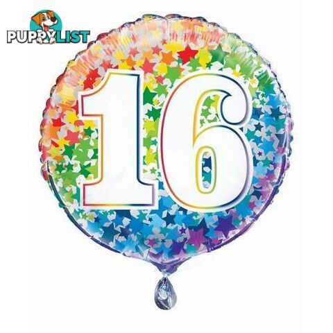 Rainbow Stars 16 45cm (18) Foil Balloon Packaged - 011179557806