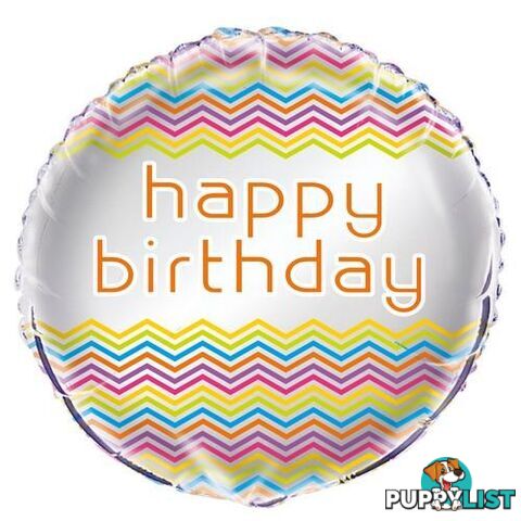 Rainbow Chevron Happy Birthday 45cm (18) Foil Balloon Packaged - 011179485475