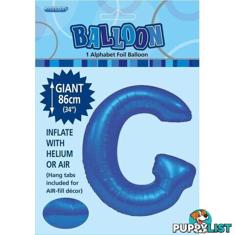 Royal Blue G Alphabet Foil Balloon 86cm (34) - 9311965483762