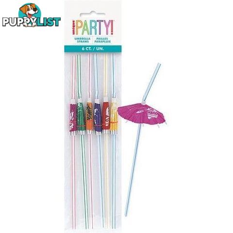 Luau 6 Umbrella Straws - 011179191598