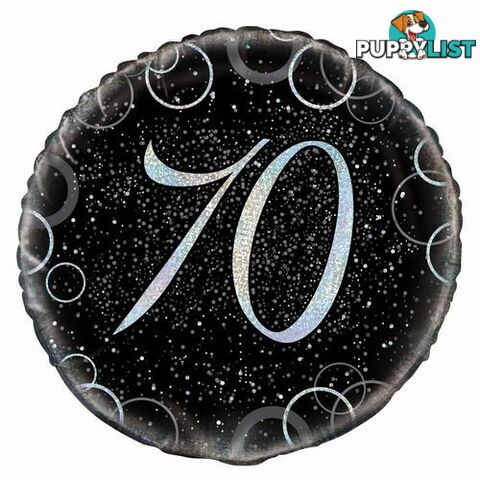 Glitz Silver 70th Birthday 45cm (18) Foil Balloon Packaged - 011179558254