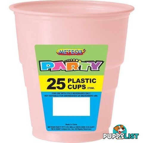 Lovely Pink 25 x 270ml (9oz) Plastic Cups - 9311965300922