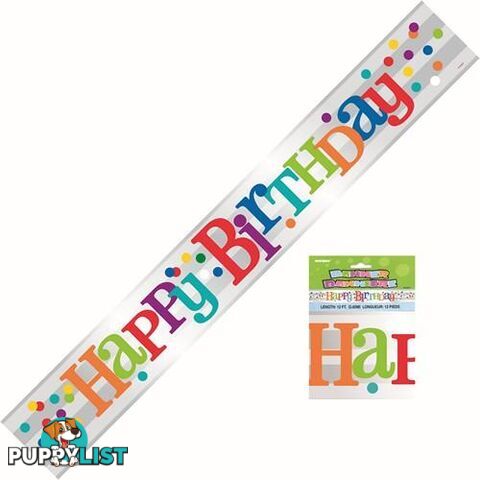 Rainbow Happy Birthday Dots Foil Banner 365m 12 - 011179934003