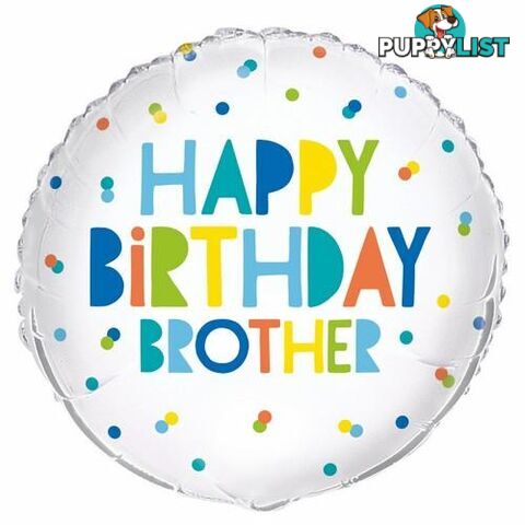 Happy Birthday Brother 45cm (18) Foil Balloon Packaged - 011179540464