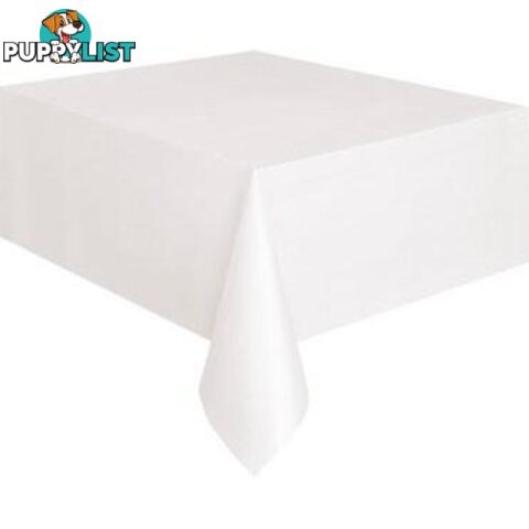 Bright White Unique Plastic Tablecover Rectangle 137cm x 274cm (54 x 108) - 011179050956