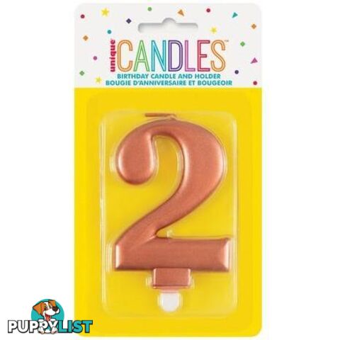 Numeral Candle 2 - Metallic Rose Gold - 011179196227