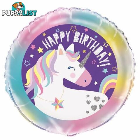 Unicorn Party Happy Birthday 45cm (18) Foil Balloon Packaged - 011179724871