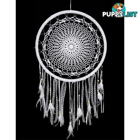 White Crochet Dream Catcher 45cm - 9319844552578