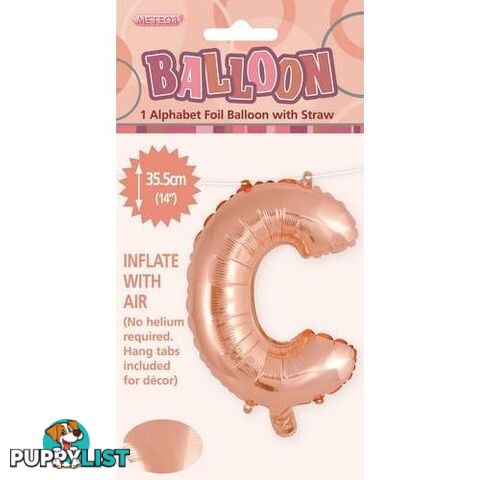 Rose Gold C Alphabet Foil Balloon 35cm (14) - 9311965447528