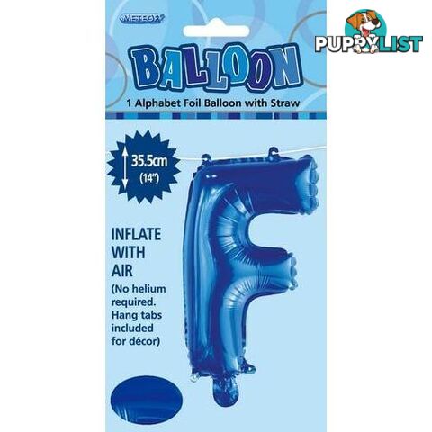 Royal Blue F Alphabet Foil Balloon 35cm (14) - 9311965447153