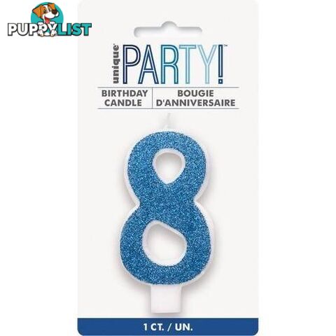 Numeral Candle 8 - Glitter Blue - 011179842681