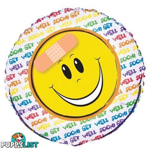 Get Well Smile 45cm (18) Foil Balloon Packaged - 011179522118