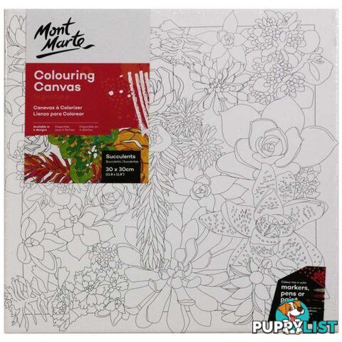 Mont Marte Colouring Canvas Pre Printed Succulent 380gsm 30x30cm - 800546