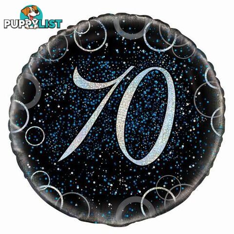 Glitz Blue 70th Birthday 45cm (18) Foil Balloon Packaged - 011179558124