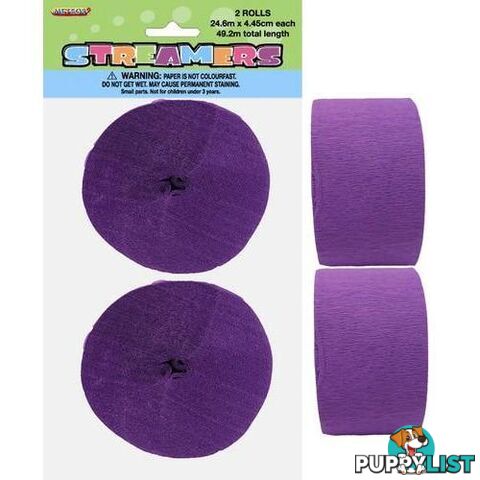 Crepe Streamers Pretty Purple 2 x 24m (81ft) - 9311965630838