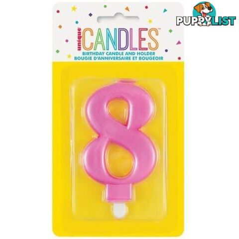 Numeral Candle 8 - Metallic Pink - 011179196081