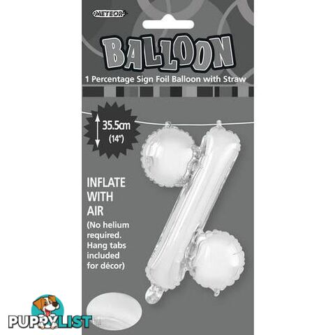 Silver % Alphabet Foil Balloon 35cm (14) - 9311965447436