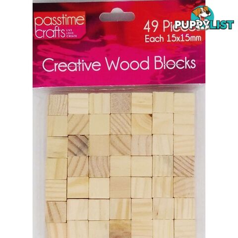 Creative Wooden Blocks 15x15mm 49 Pack - 9348291002954