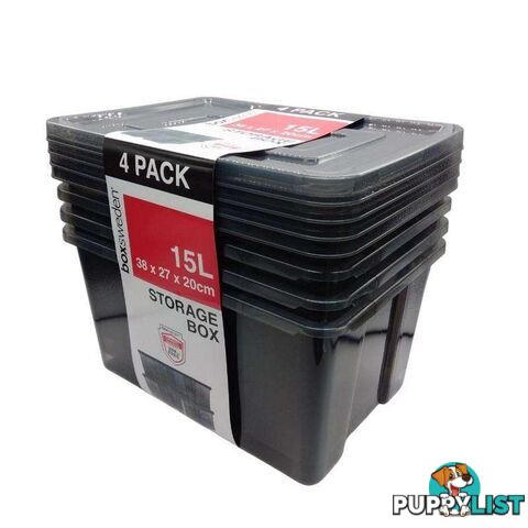 Storage Box Light Transparent 15L 4Pk - 9340957062029