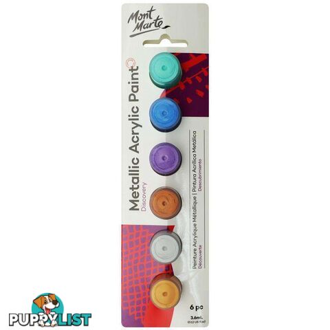 Mont Marte 3.6ml Metallic Acrylic Paints 6pcs - 9328577034961