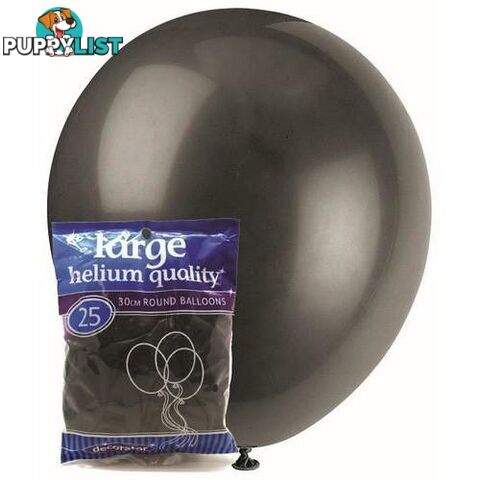 Black - 25 x 30cm (12) Decorator Balloons - 9311965025252