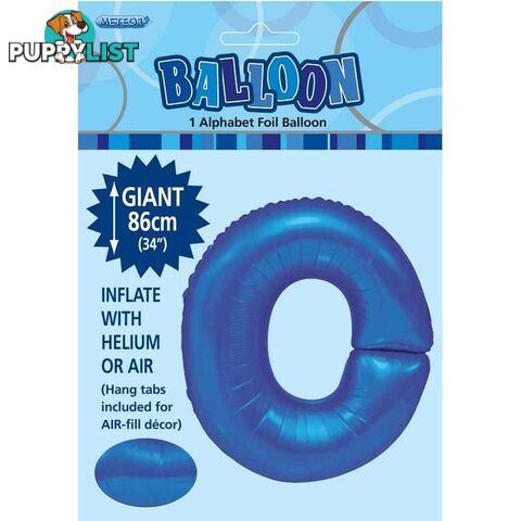 Royal Blue O Alphabet Foil Balloon 86cm (34) - 9311965483847