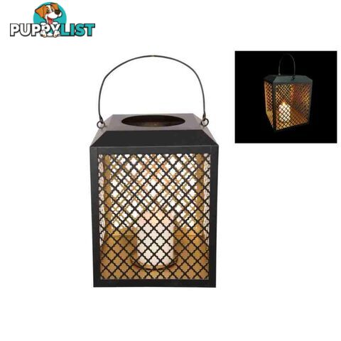 Black and Gold Square Lantern 26cm - 9319844620611