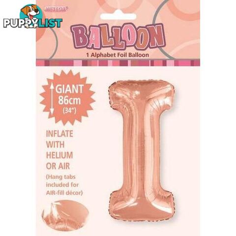 Rose Gold I Alphabet Foil Balloon 86cm (34) - 9311965429289