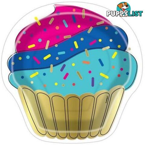 Dots Cupcake 10 x 20cm (8) Foil Stamped Cupcake Shaped Paper Plates - 9311965963677