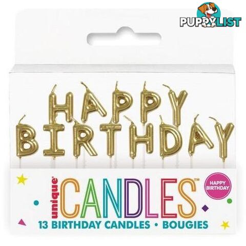 Gold Happy Birthday 13 Pick Candles - 011179199952