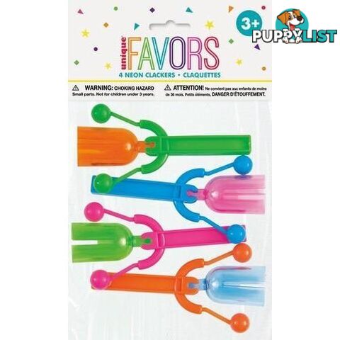 4 Neon Clacker Noisemakers - 011179847174