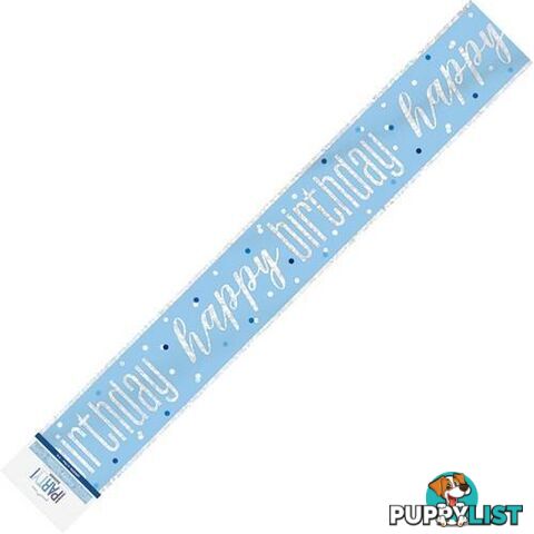 Blue Happy Birthday Prismatic Foil Banner 2.74m (9) - 011179834754