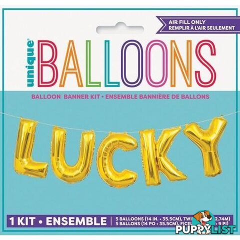 Lucky Gold 35.5cm (14) Foil Letter Balloon Kit - 011179659272