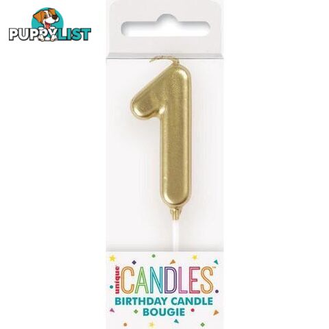 Mini Gold Numeral Pick Candles - 1 - 011179199518